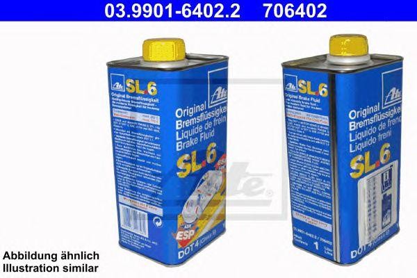 Жидкость тормозная DOT 4 SL.6, 1л, для авто c ABS/ESP, ISO 4925 Class 6 03.9901-6402.2 ATE