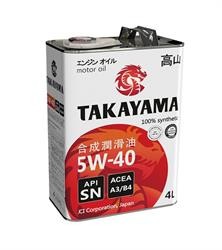Масло моторное TAKAYAMA 5W40 API SN, ACEA A3/B4 4л (4шт) метал